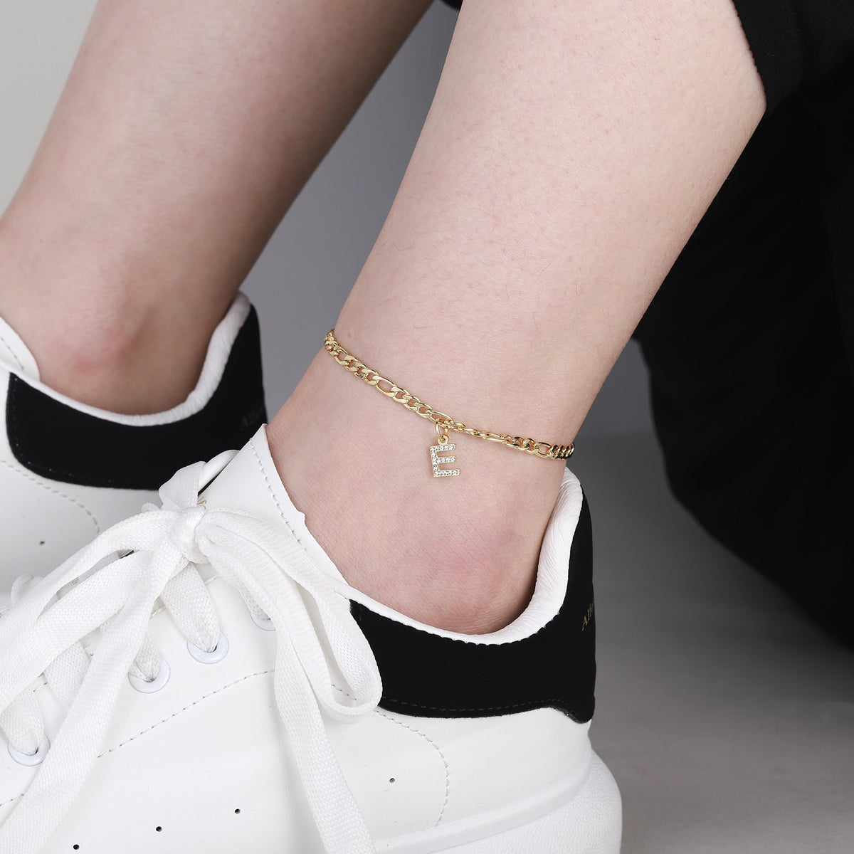 Iced A-Z Initial Letter Anklet Bracelet