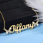 Personalized Iced Double Butterfly Necklace