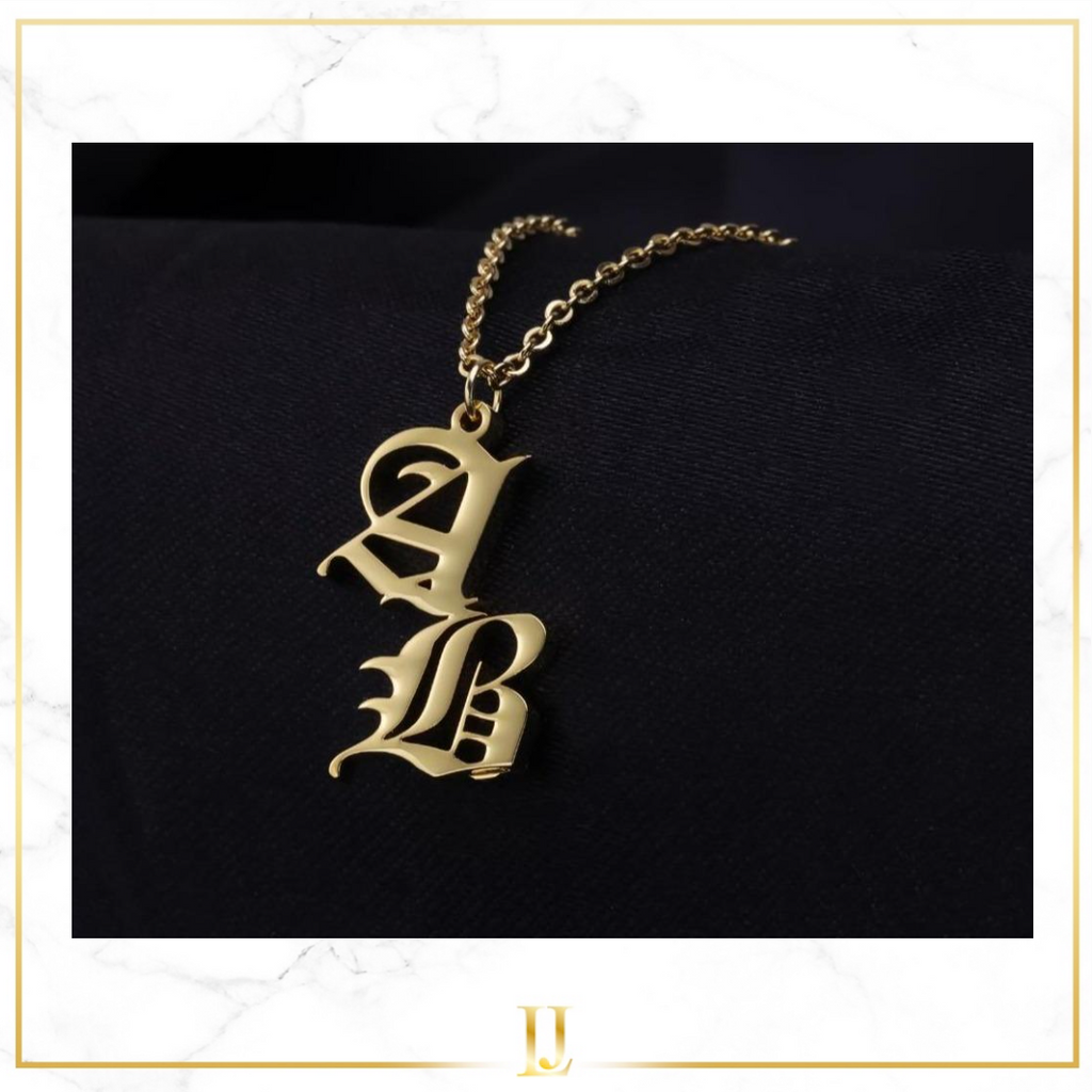 Old English Double Initial Necklace