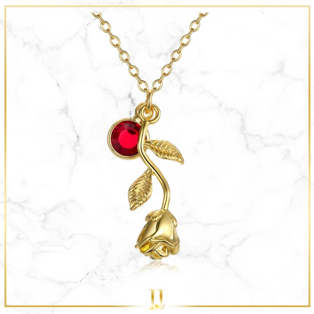 Birthstone Rose Pendant Necklace