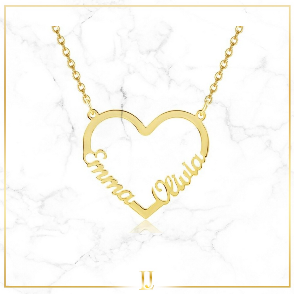 Personalized Double Name Heart Necklace