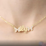 Personalized Iced Double Butterfly Necklace