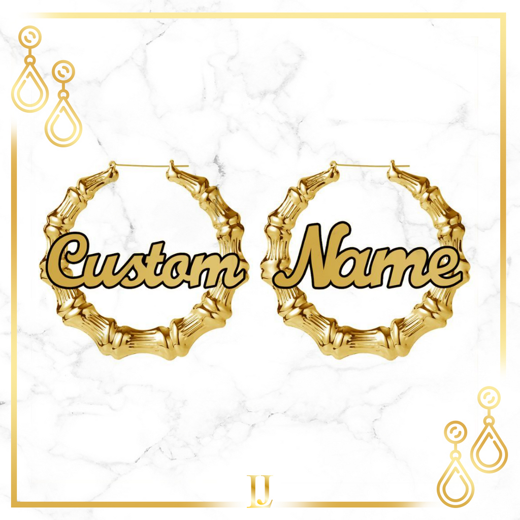 Personalized Bamboo Hoop Earrings