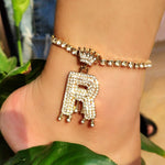 Initial Crown Anklet Bracelet