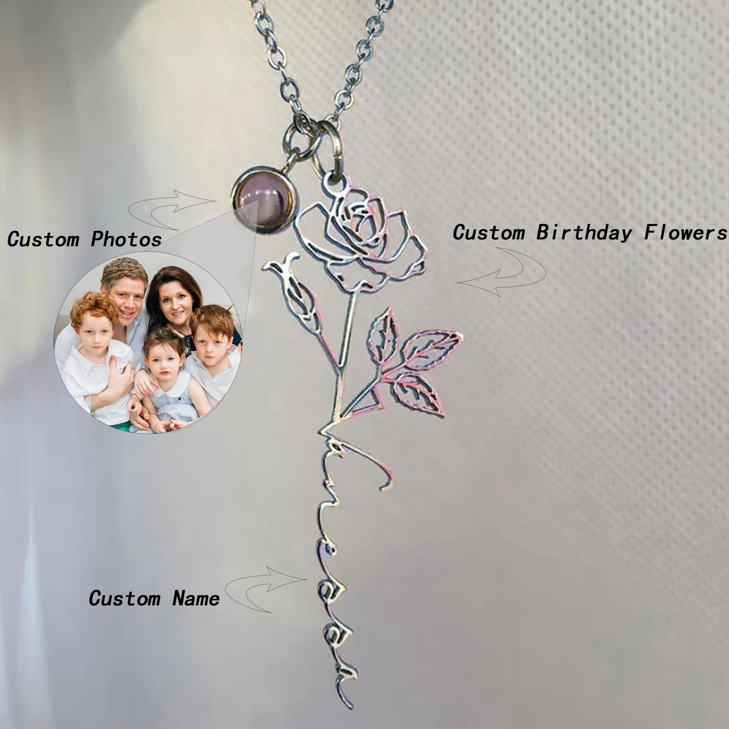 Personalized Photo Flower Necklace