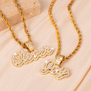 Personalized Iced Cursive Necklace