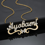 Personalized Iced Crown Butterfly Necklace