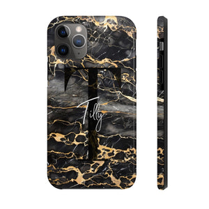 Personalized Black With Rose Gold Cracks Phone Case