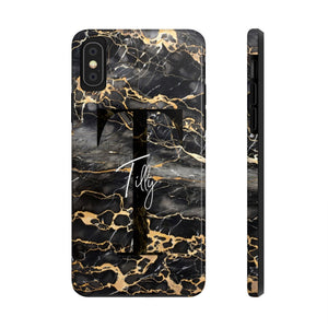 Personalized Black With Rose Gold Cracks Phone Case