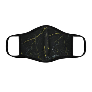 Black Marble Fitted Polyester Face Mask