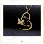 Personalized Double Name Butterfly Necklace