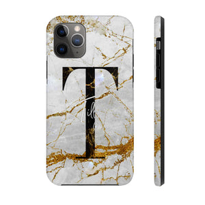 Marble With Rose Gold Cracks Initial And Name