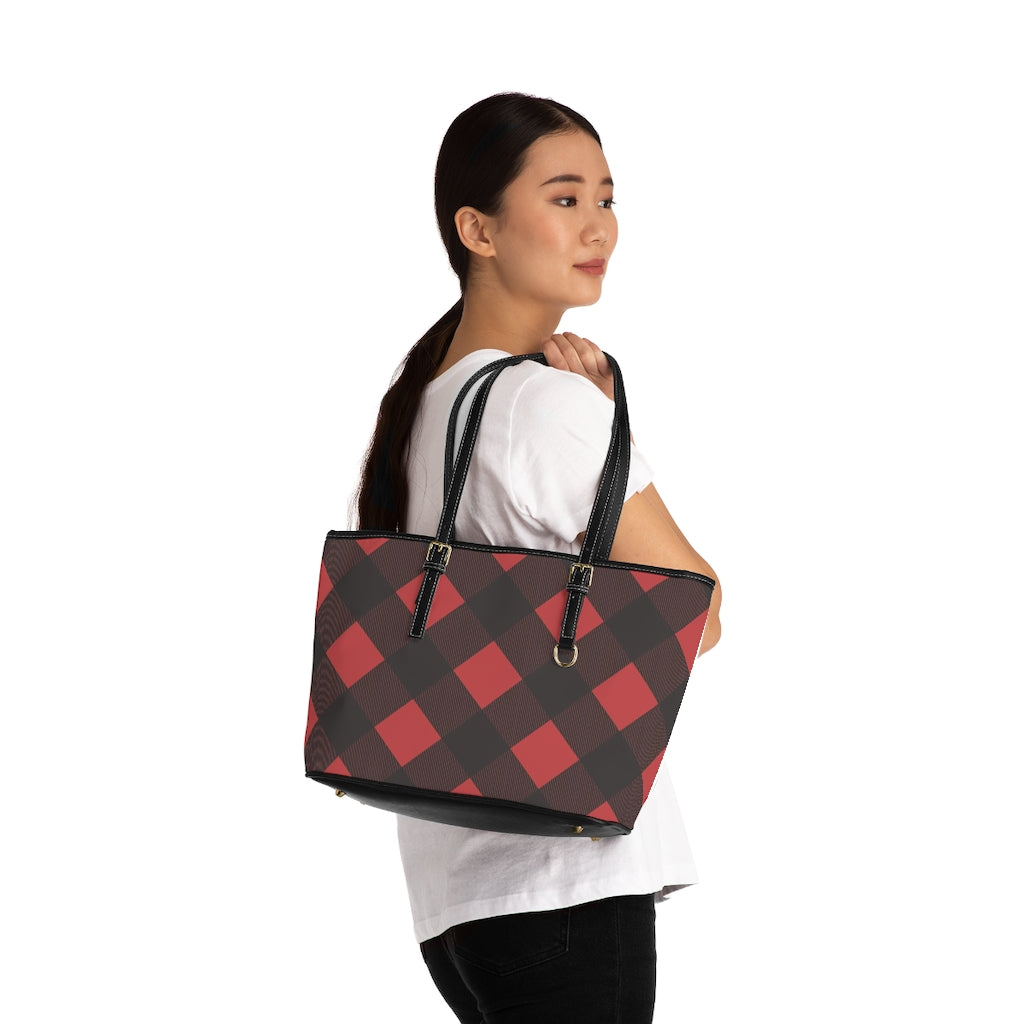 Chekered Red and Black Leather Shoulder Bag