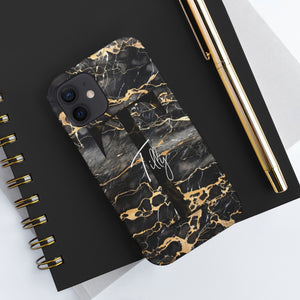 Personalized Black With Rose Gold Cracks Phone Case