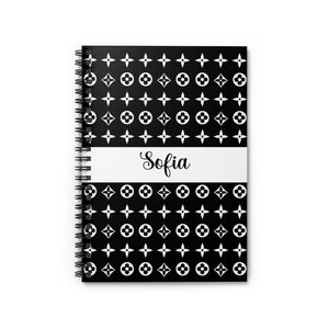 Personalized Floral Print Spiral Notebook - Ruled Line
