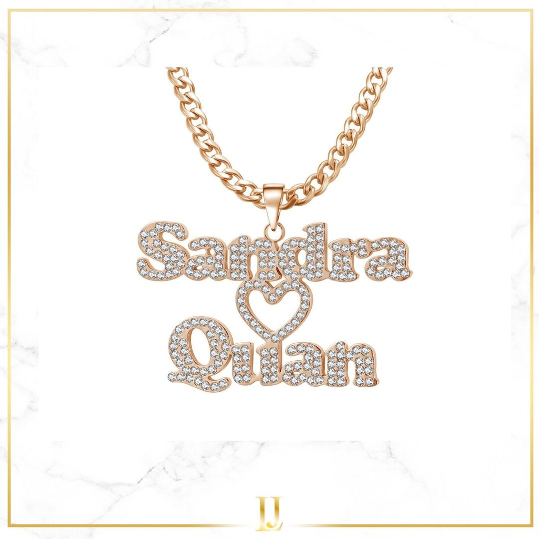 Personalized Iced Out Double Name Necklace - Limitless Jewellery