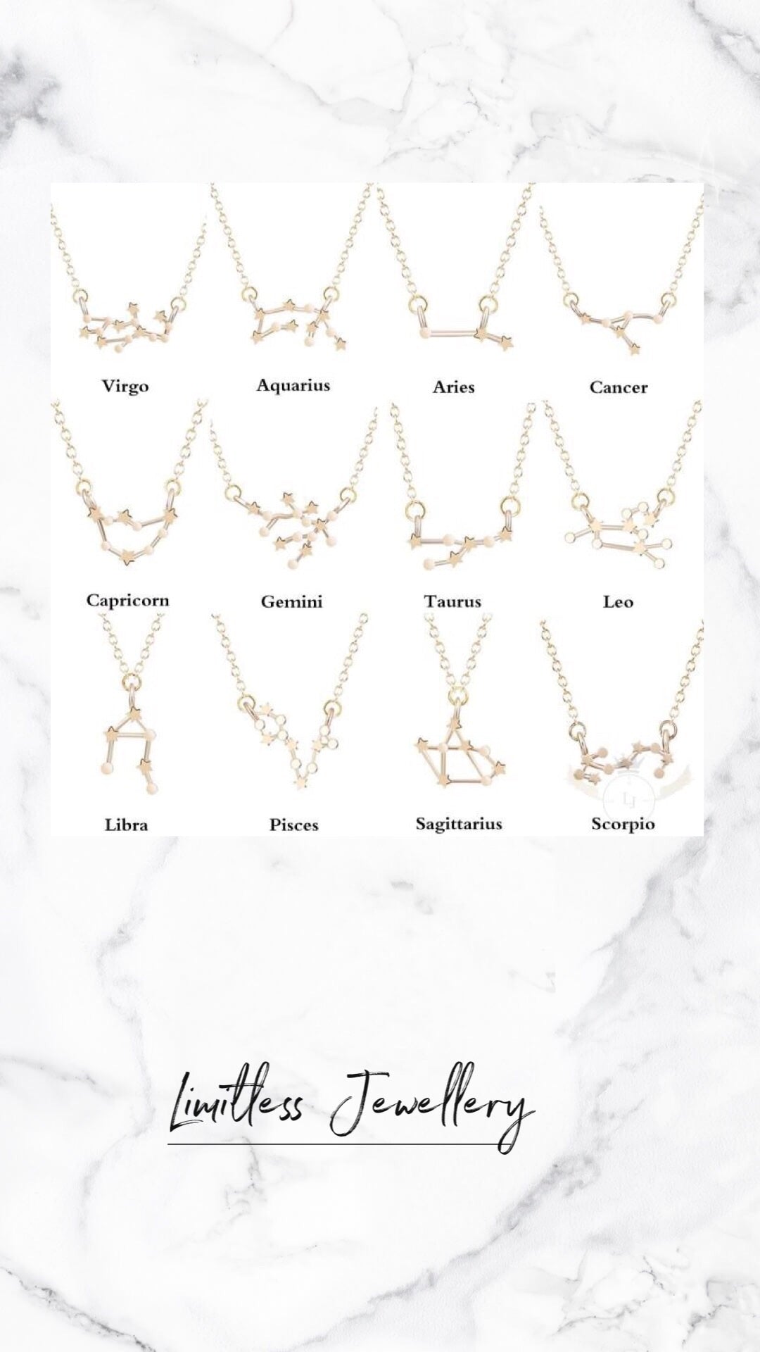 Zodiac Constellation Sign Necklace - Limitless Jewellery