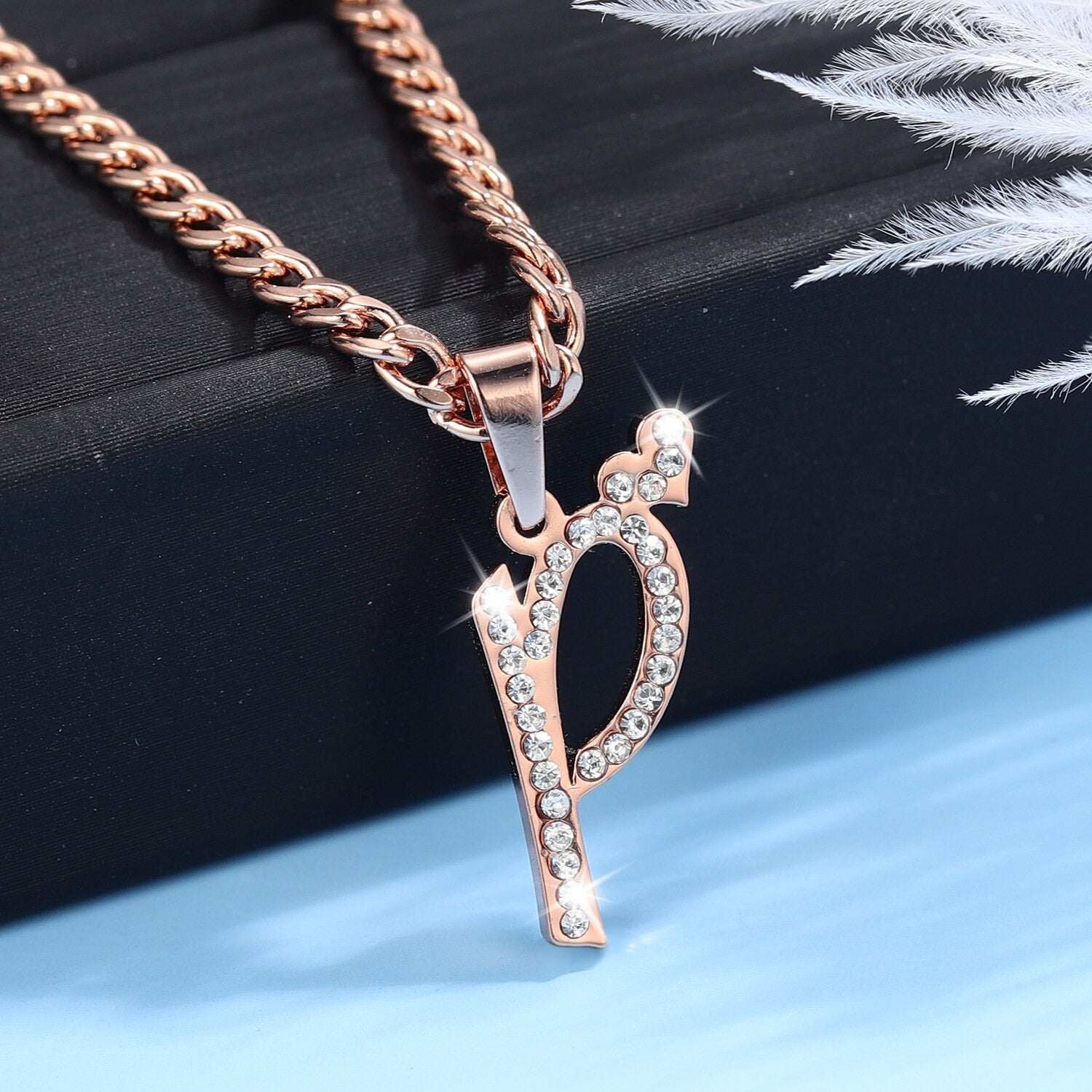 Iced Heart Initial Necklace