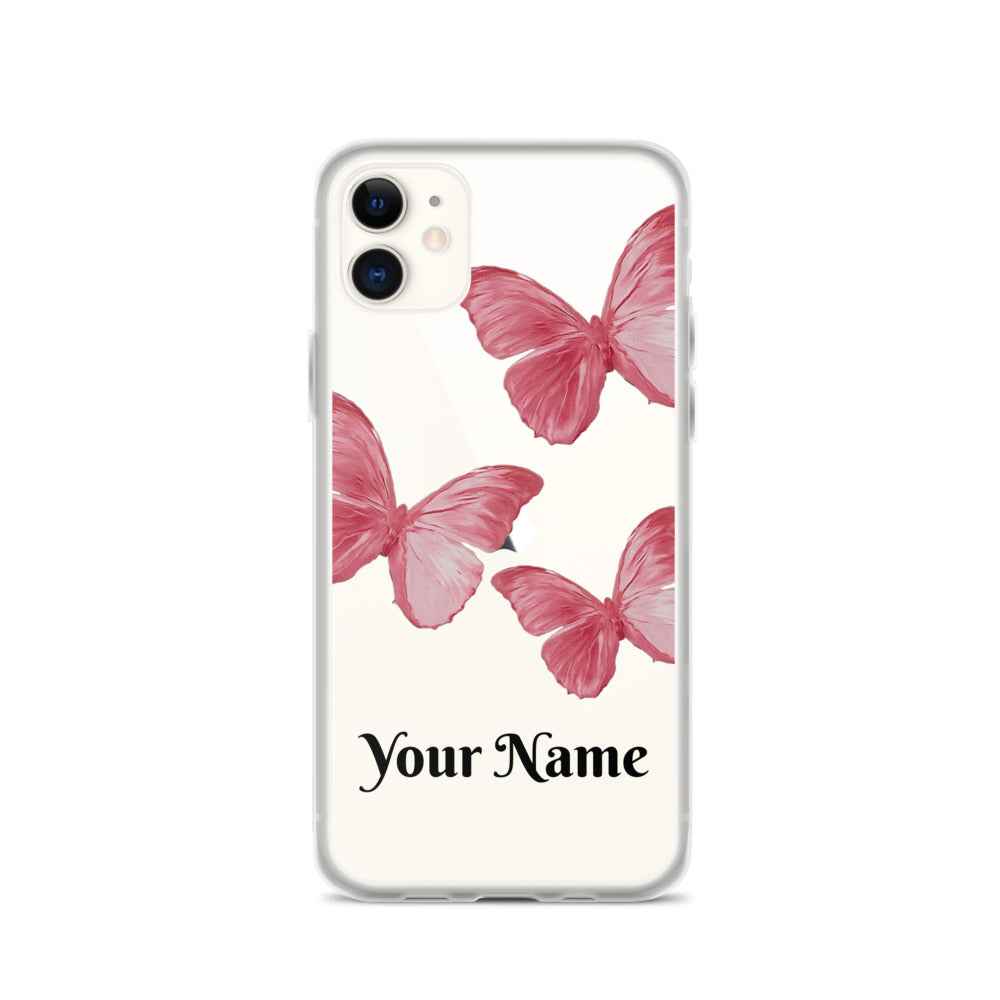 Personalized Pink Butterfly iPhone Case