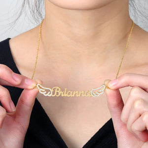 Personalized Iced Out Wings Name Necklace