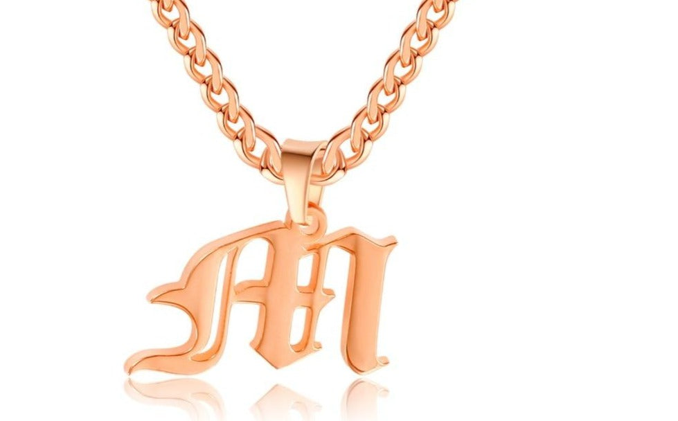 Old English A-Z Initial Necklace