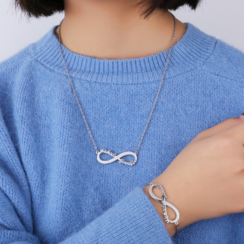 Personalized Heart Infinity Necklace - Limitless Jewellery