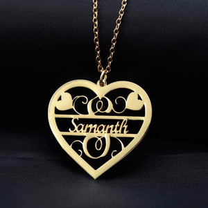 Personalized Monogram Heart Cursive Name Necklace