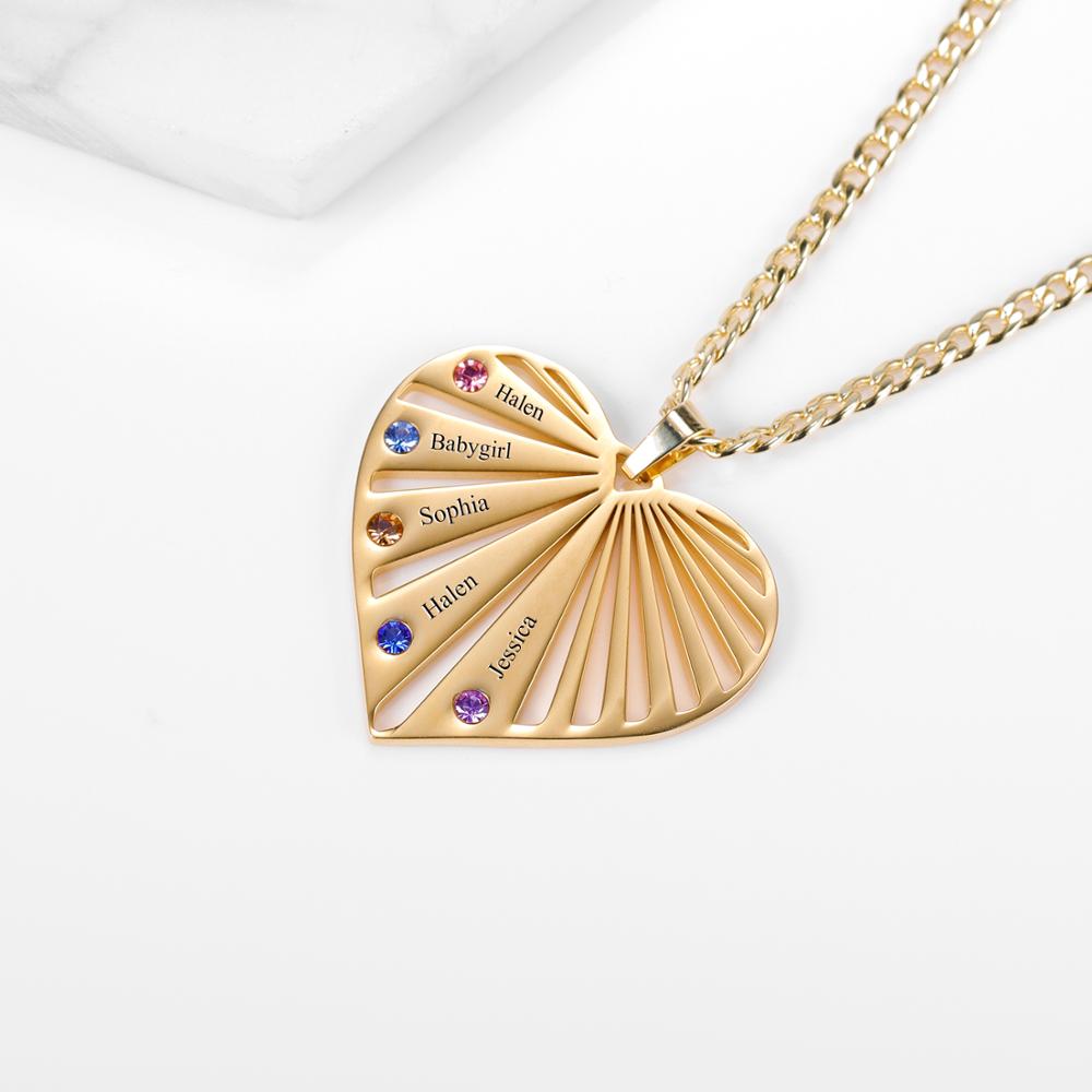 Personalized Heart Birthstone Necklace