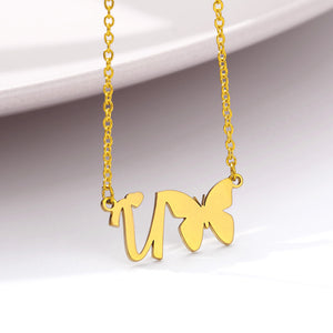 Butterfly A-Z Initial Necklace - Limitless Jewellery