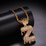 Drip Initial Crown Necklace