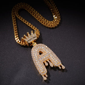 Drip Initial Crown Necklace