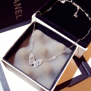 Iced Zirconia Butterfly Necklace