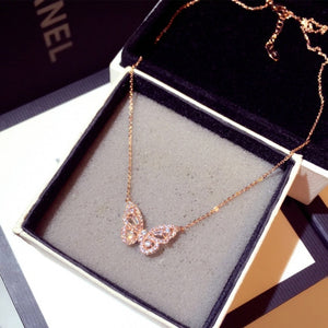 Iced Zirconia Butterfly Necklace