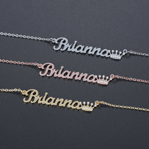 Personalized Iced Out Crown Necklace