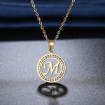 Iced Circle Initial A-Z Necklace