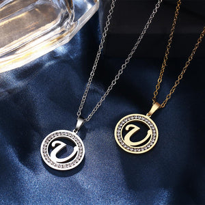 Iced Circle Initial A-Z Necklace