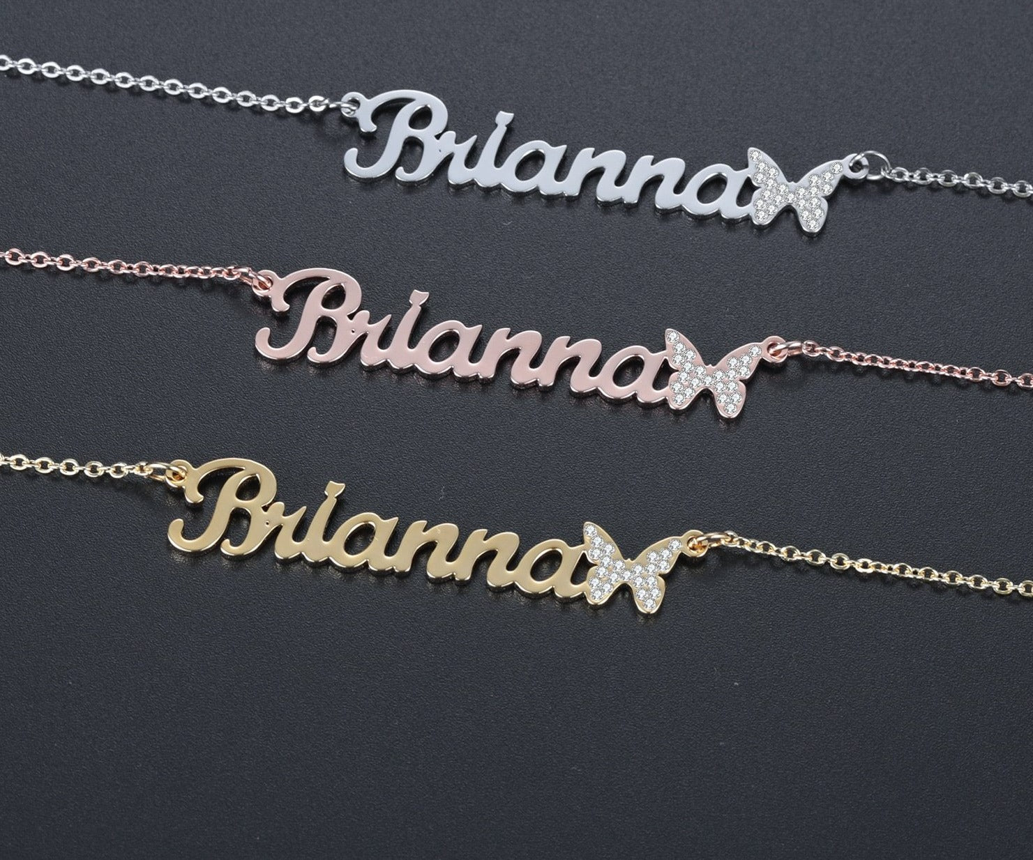 Personalized Iced Out Butterfly Necklace