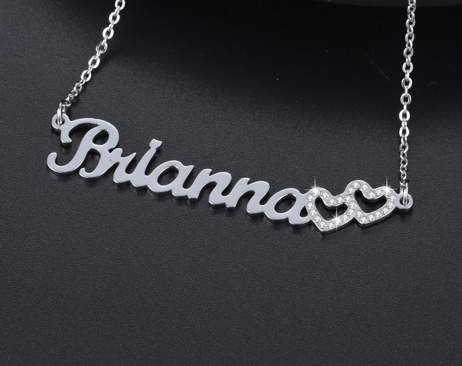 Personalized Iced Double Heart Necklace - Limitless Jewellery