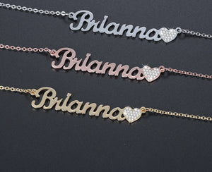 Personalized Iced Out Heart Necklace