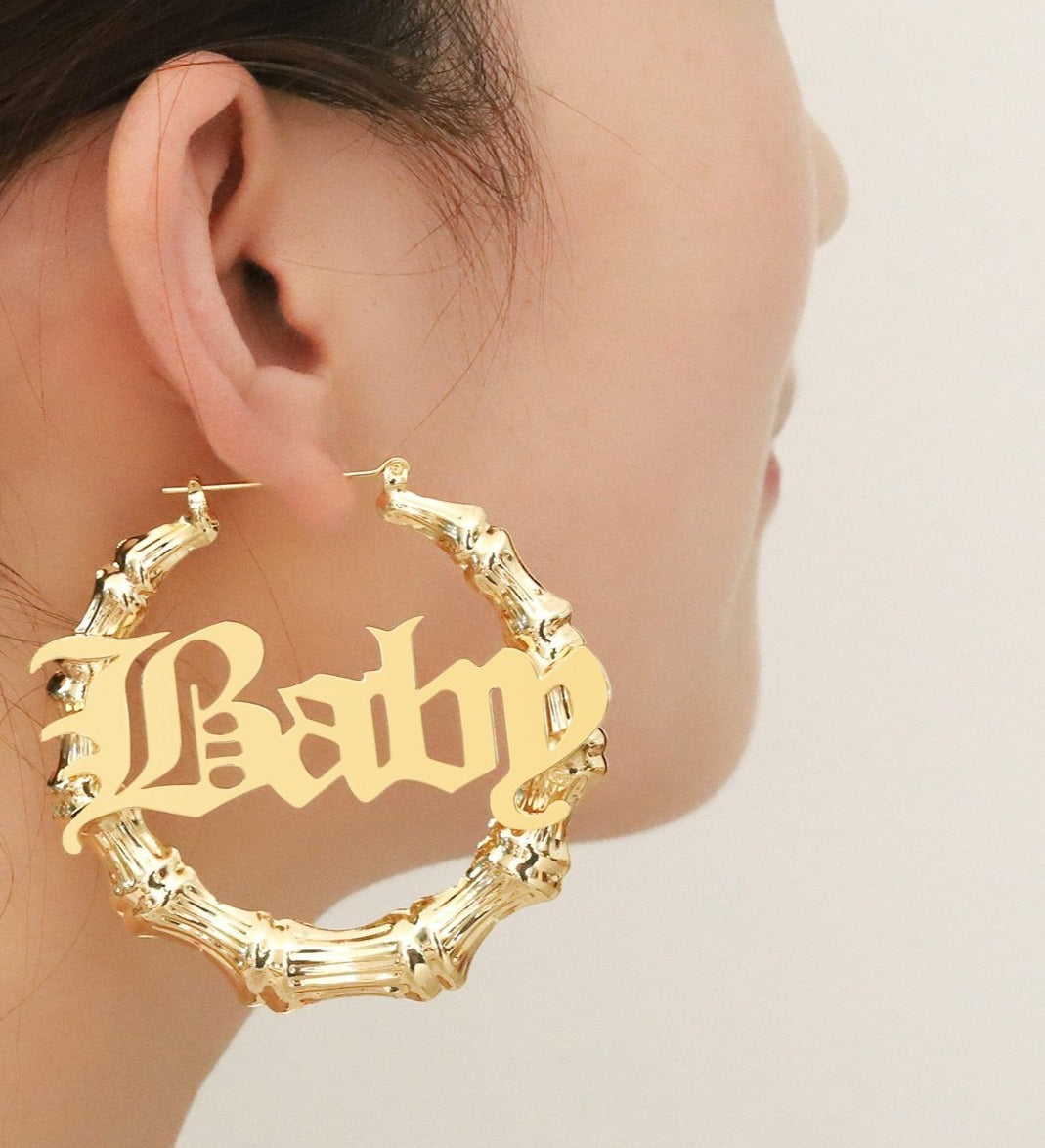 Personalized Bamboo Hoop Earrings - Limitless Jewellery
