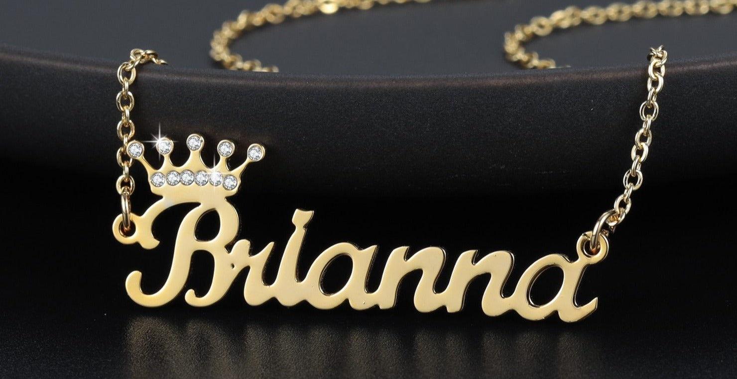 Personalized ICED Crown Name Necklace