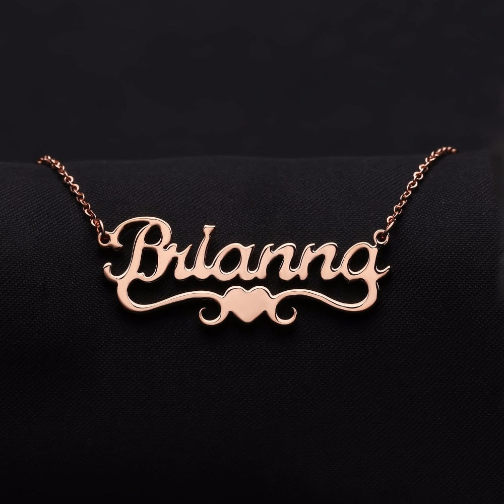 Personalized Heart Crown Necklace