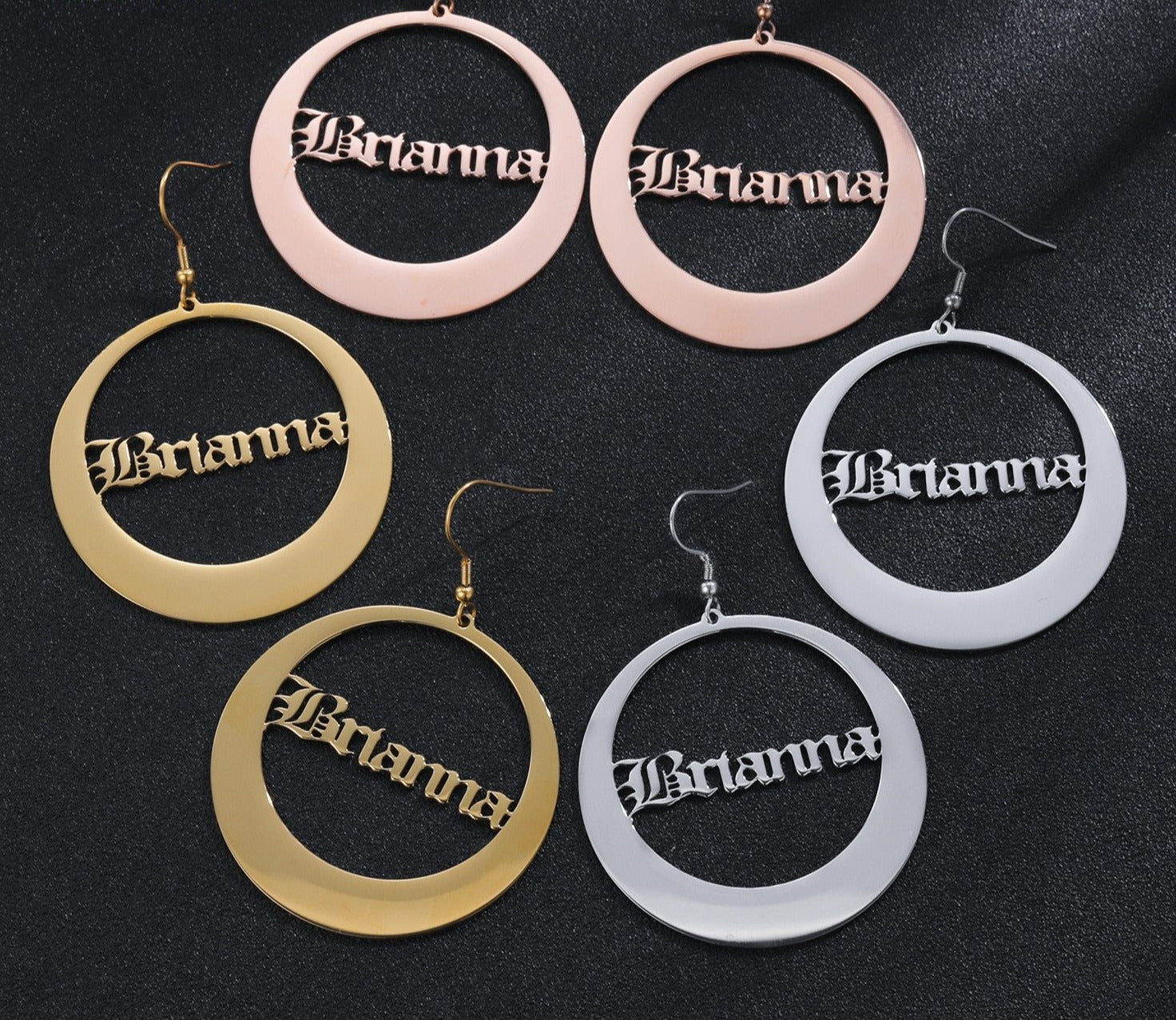 Personalized Round Drop Earrings