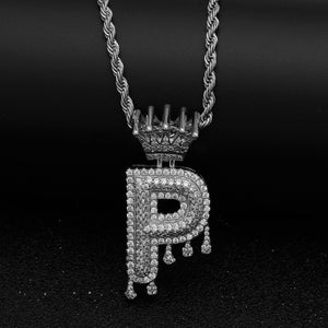 Drip Initial Crown Necklace