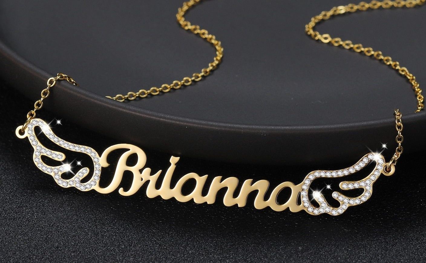Personalized Iced Out Wings Name Necklace