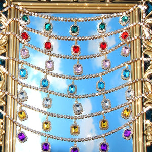 Iced Out Crystal Square Tennis Chain Necklace