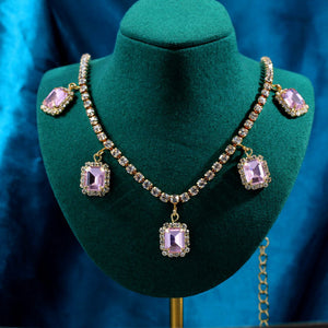 Iced Out Crystal Square Tennis Chain Necklace