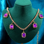 Iced Out Crystal Square Tennis Chain Necklace