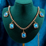 Iced Out Crystal Square Tennis Chain Necklace