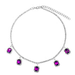 Iced Out Crystal Square Tennis Chain Necklace